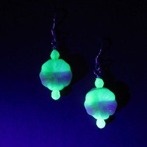 Uranium glass Flower bead earrings